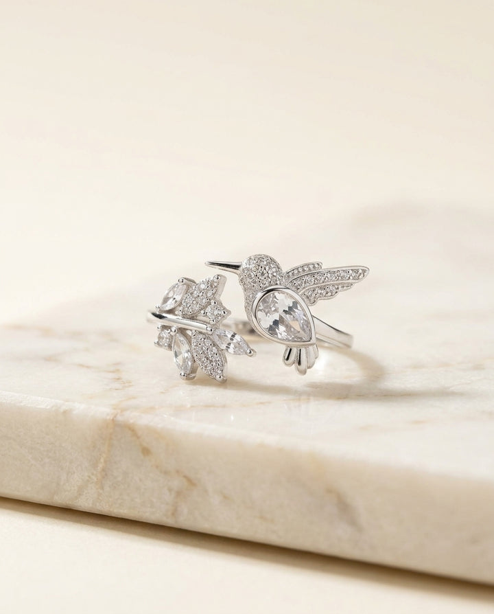 Anillo Colibri Plateado