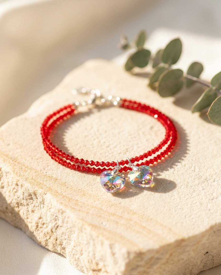 Pulsera Corazón Cubic Roja