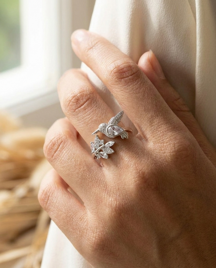 Anillo Colibri Plateado